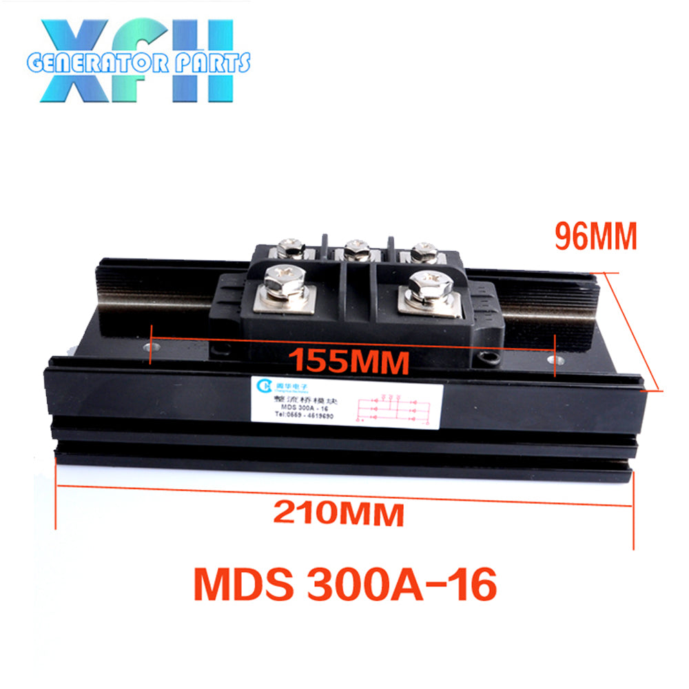 Three phase MDS300A MDS300A-16 300amp generator rectifier Aluminum Heatsink 300A Diode Bridge Rectifier kit for generator Iron Pin power diode