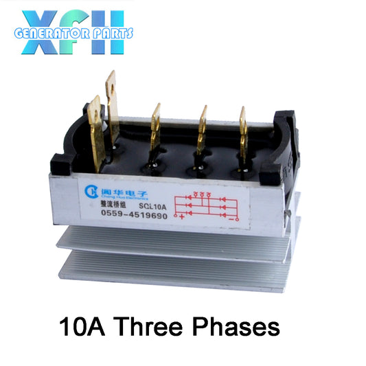 Three phase Single Phase SQL10A 10amp generator rectifier Aluminum Heatsink 10A Diode Bridge Rectifier kit for generator Iron Pin power diode