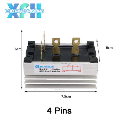 Three phase Single Phase SQL20A 20amp generator rectifier Aluminum Heatsink 20A Diode Bridge Rectifier kit for generator Iron Pin power diode