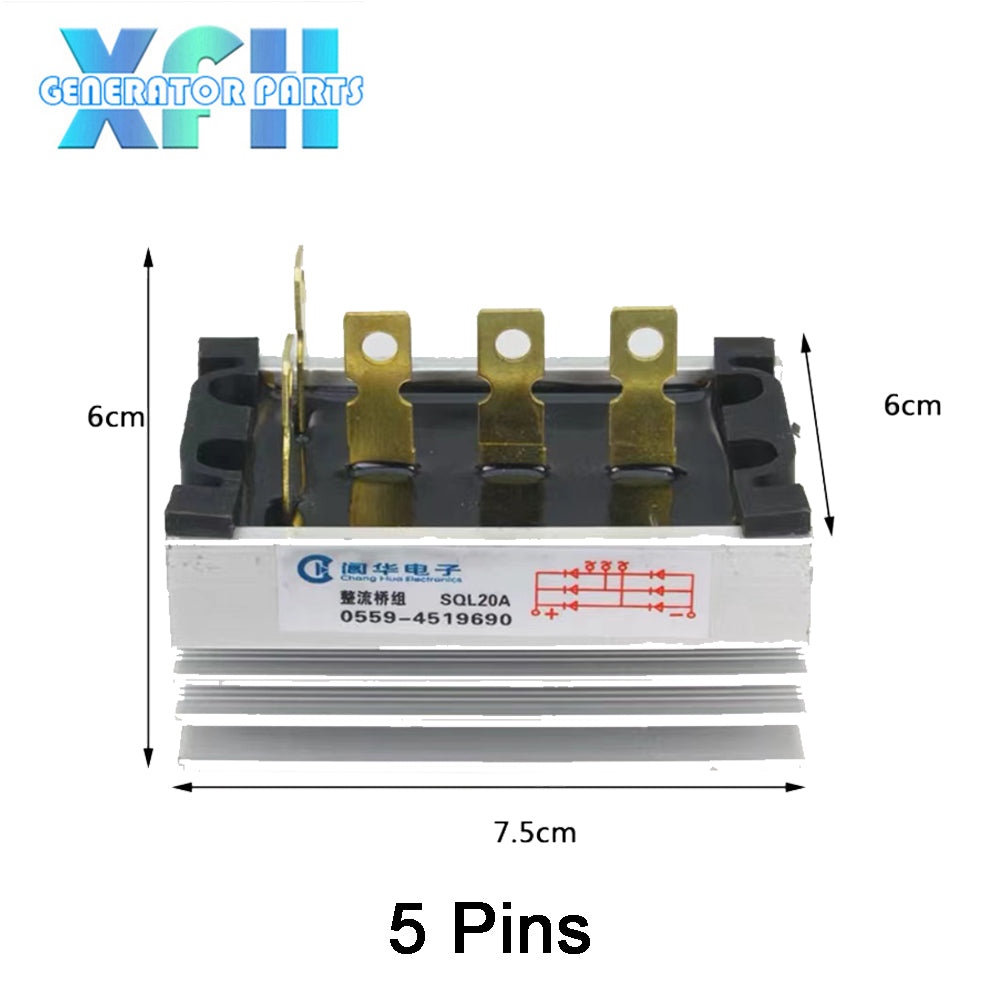 Three phase Single Phase SQL20A 20amp generator rectifier Aluminum Heatsink 20A Diode Bridge Rectifier kit for generator Iron Pin power diode