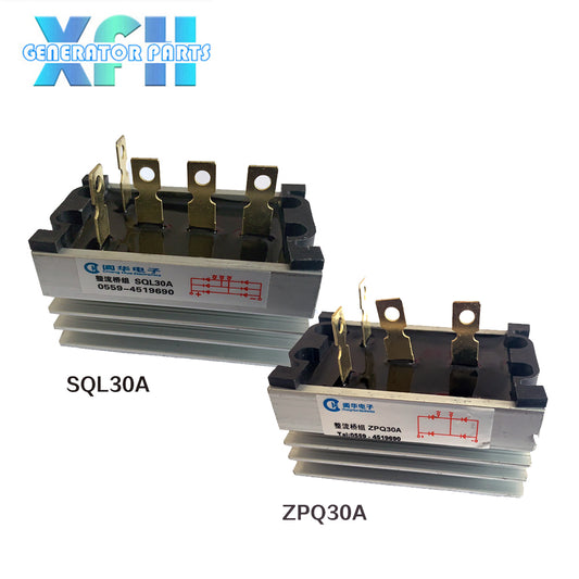 Three phase Single Phase SQL30A ZPQ30A 30amp generator rectifier Aluminum Heatsink 30A Diode Bridge Rectifier kit for generator Iron Pin power diode