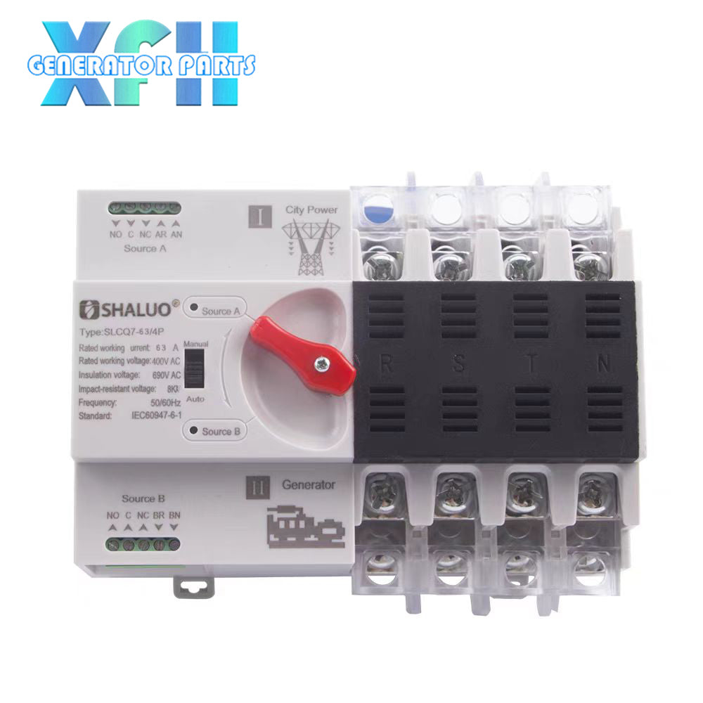 100A 4P 2P ATS Generator Dual Power Automatic Transfer Switch Module Circuit Breakers Switches Electric Generator Parts